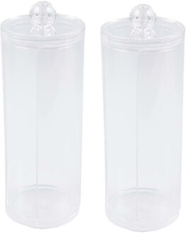 Wattenschijfjes/make- 2x -up organizer - 1 compartiment - transparant - rond - kunststof - D6 x 18 c