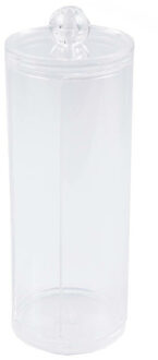 Wattenschijfjes/make-up organizer - 1 compartiment - transparant - rond - kunststof - D6 x 18 cm