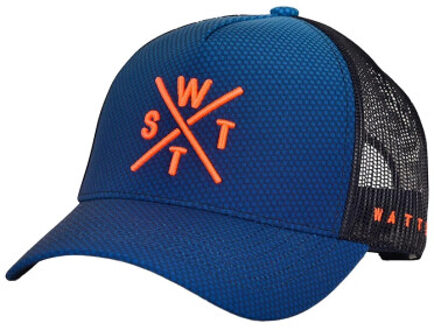 Watts Unisex cap tribe logo effen carbon blauw/neon oranje - maat One size Veelkleurig
