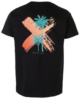 Watts Unisex logo backprint t-shirt palm organisch katoen Zwart - S