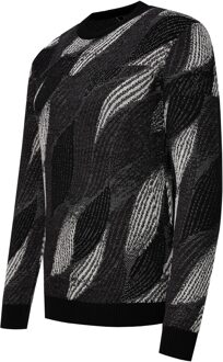 Wave Design fijngebreide trui met ronde hals - maat M Zwart