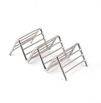 Wave Vorm Rvs Taco Handig Chic Rvs Taco Holder Stand Rack Lade Oven Vaatwasmachinebestendig Restaurant 2 grids