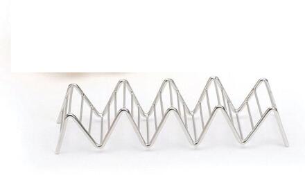 Wave Vorm Rvs Taco Handig Chic Rvs Taco Holder Stand Rack Lade Oven Vaatwasmachinebestendig Restaurant 4 grids