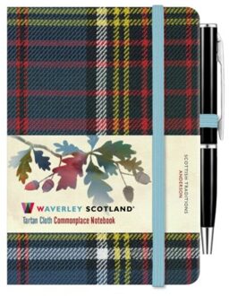 Waverley Anderson Tartan Cloth Mini Notebook With Pen - Waverley Tartan Cloth Commonplace Notebooks - Waverley Scotland