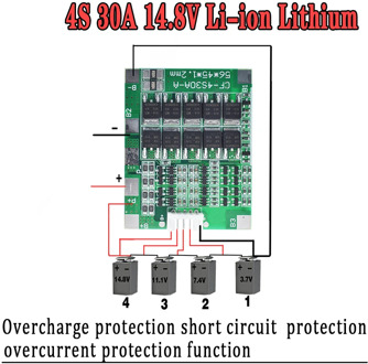 WAVGAT 4S 30A 14.8V Li-ion Lithium 18650 Battery BMS Packs PCB Protection Board Balance Integrated Circuits