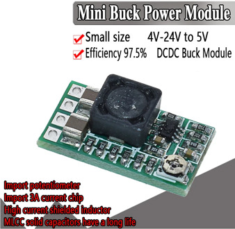 WAVGAT Mini DC-DC 12-24V To 5V 3A Step Down Power Supply Module Voltage Buck Converter Adjustable 97.5% 1.8V 2.5V 3.3V 5V 9V 12V