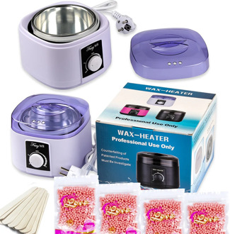 Wax Warmer Heater Wax-melt Kit Waxing Machine Hair Removal Set 200g Stripless Paraffin Depilatory Wax Beans 10pcs Wood Sticks