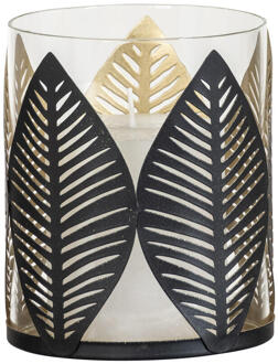 Waxinelichthouder Blad - /goud - 12xØ10 Cm - Metaal - Zwart