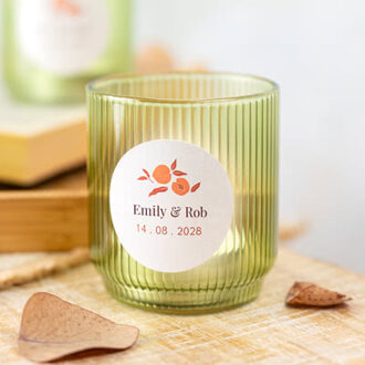 Waxinelichthouder groen met vierkante sticker - set van 6