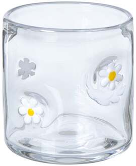 Waxinelichthouder madelief glas - transparant - ø10x10 cm