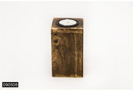 Waxinelichthouder Mango Blok 7x12cm Bruin