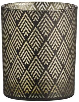 Waxinelichthouder Strauss - /goudkleur - Ø8,8x10 Cm - Glas - Zwart