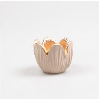 Waxinelichthouder tulp camel 8,5x6,5cm beige