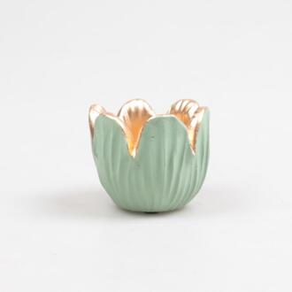 Waxinelichthouder tulp groen 8,5x6,5cm