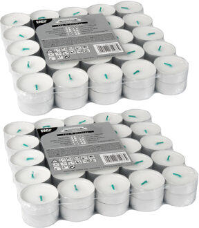 Waxinelichtjes - 150x st - 3,7 cm - 4 branduren - stearine - theelichtjes - kaarsjes