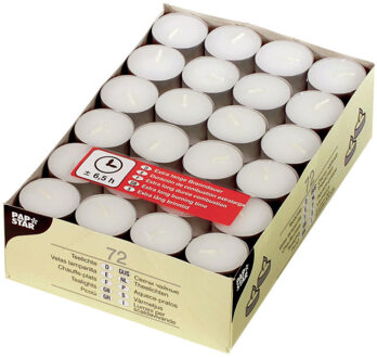 Waxinelichtjes - 72 stuks - 6 branduren - Theelichtjes - kaarsjes Wit