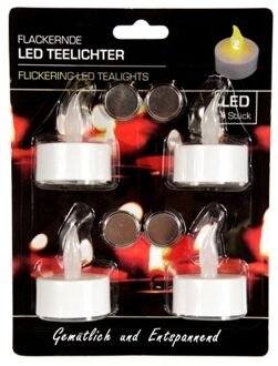 Waxinelichtjes - Led - Knipperend - 4 Stuks