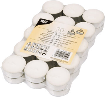 Waxinelichtjes/theelichten - 30x stuks - 4 branduren - geurloze kaars