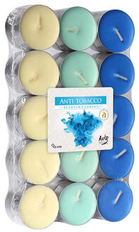 Waxinelichtjes/theelichtjes - 90x st - anti tabak - geurkaarsen - 4 branduren