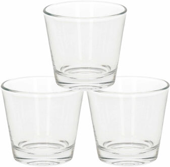 Waxinelichtjes/theelichtjes houder - 3x - transparant - kaarsenhouders - 9 x 8,5 cm