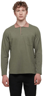 WB Comfy polo shirt long sleeve Khaki - M
