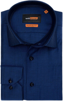 WB Overhemd heren visgraat donker Blauw - 47 (XXXL)