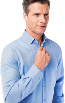 WB Overhemd heren visgraat licht Blauw - 44 (XL)