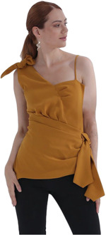 WB Top blouse dames layla met strik oker goud Geel - 36