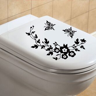 Wc Bloem Kan Verwijderen Muur Sticker Koelkast Wc Keuken Muur Sticker. zwart