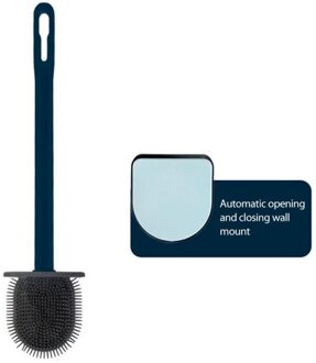 Wc Borstel Houders Siliconen Platte Kop Flexibele Zachte Haren Borstel Met Sneldrogend Houder Set Voor Badkamer Kloof Schoonmaken Tool blauw reeks