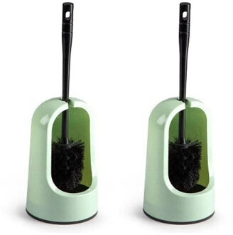 WC borstel met houder - 2x stuks - groen - 40 cm - kunststof