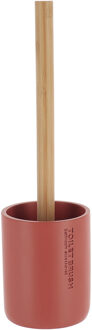 WC borstel met houder - terracotta - bamboe - 37cm