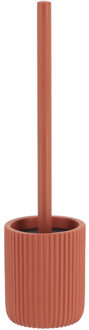 WC borstel met houder - terracotta - geribbeld - 37 cm