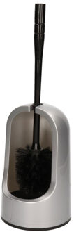 WC borstel met houder - zilverkleurig - 40 cm - kunststof
