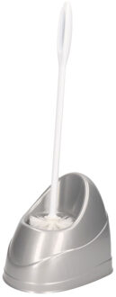 WC borstel met houder?- zilverkleurig - 45 cm