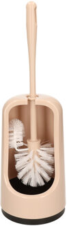 WC-borstel/toiletborstel met randreiniger en houder beige 41 cm van kunststof