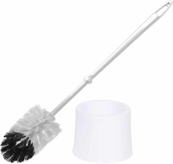 Wc borstel/toiletborstel met standaard/houder rond van wit kunststof