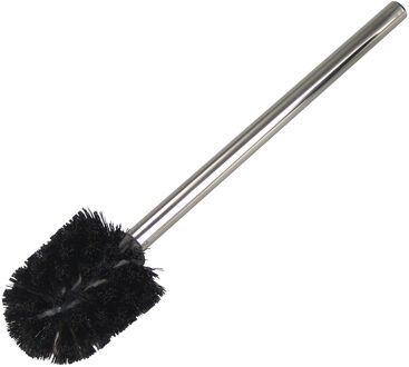 Wc-borstel/toiletborstel - zwart/zilver - 36 cm - van RVS - Toiletgarnituur
