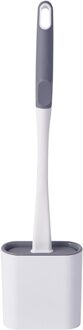 Wc Borstel Water Lekvrije Met Base Siliconen Wc Platte Kop Flexibele Zachte Haren Borstel Met Sneldrogend Houder Set voor Wc wit