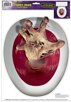 WC bril sticker zombie hand - Halloween versiering toilet - Scary shit - 30 x 43 cm Multi