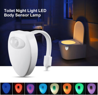 Wc Nachtlampje LED Body Sensor Lamp Auto On/Off Waterdichte 8 Kleurverandering Badkamer Licht