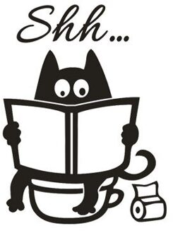Wc Sticker Leuke Kat Shh Wc Afneembare Art Vinyl Mural Home Room Decor Muurstickers Badkamer Kamer Decoratie Posters