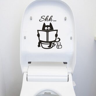 Wc Sticker Leuke Kat Shh Wc Afneembare Art Vinyl Mural Home Room Decor Muurstickers Badkamer Kamer Decoratie Stickers
