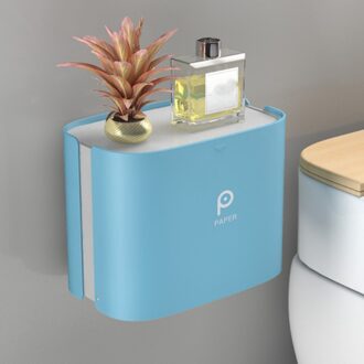 Wc Tissue Doos Wc Toiletpapier Rack Wc Doos Gratis Punch Waterdicht Papierrol Buis Creatieve Pompen Tray lucht blauw