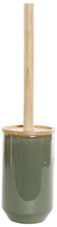 Wc/toiletborstel 42 cm met toiletborstelhouder groen geglazuurd
