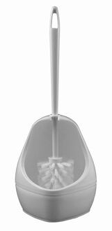Wc/toiletborstel en houder - toiletgarnituur - wit - kunststof - druppelvorm - 35 cm
