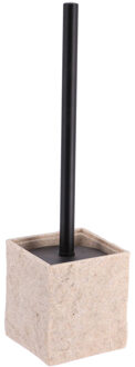 WC/toiletborstel in houder - creme - kunststeen - 10 x 37 cm