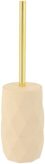 WC/toiletborstel in houder Diamond - beige - kunststof - 8 x 34 cm
