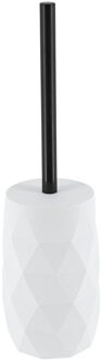 WC/toiletborstel in houder Diamond - wit - kunststof - 8 x 34 cm