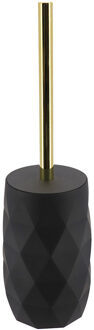 WC/toiletborstel in houder Diamond - zwart - kunststof - 8 x 34 cm